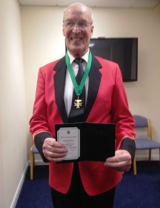 Ted Peek with his award in 2016
